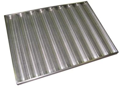 Corrugated perforated aluminium baking trays with stainless steel frame rivet-free. 10/10 thickness.