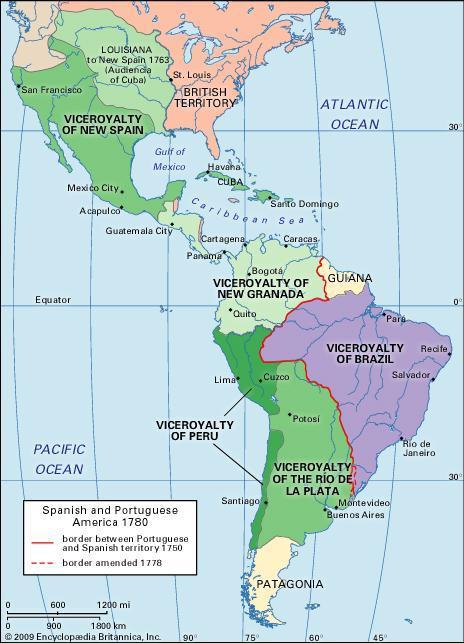 Spanish Colonies New Spain and New Granada (Peru) Viceroy: ruler of the colony, appointed by the king Society of