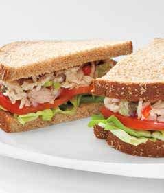 roasted red pepper slices 4 oz. grilled chicken breast, boneless, skinless, sliced TUNA SANDWICH 1 (4-oz.) can solid white tuna, packed in water, drained 1 Tbsp. fresh lemon juice 2 tsp.