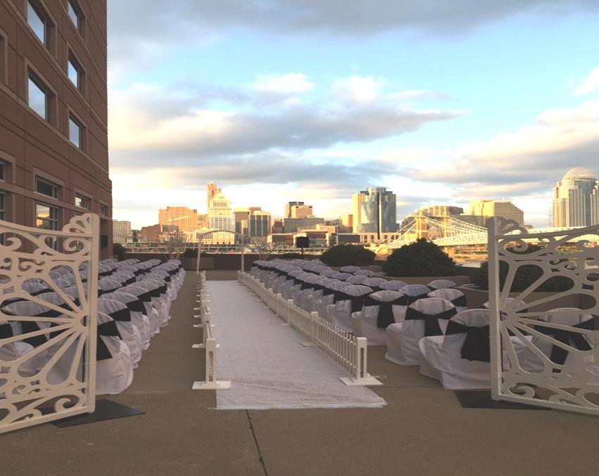 Wedding Ceremony (Only available if booking reception with Embassy) Say I Do with a stunning city view! The outdoor patio accommodates up to 200 guests.