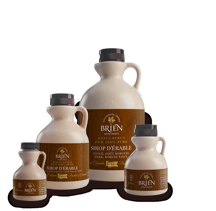 MAPLE SYRUP 100% PURE AND ALL-NATURAL From the sap that runs through our maples comes Brien maple syrup, a product of the finest quality.