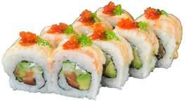 95 SALMON LOVER MAKI Sushi roll, nori, filled with freshly sliced salmon, smoked eel, cucumber,