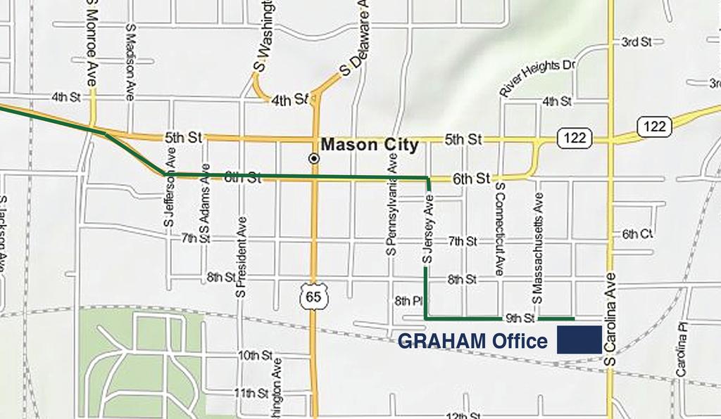 GRAHAM 9th Street SE Office Directions 525 9th Street SE Phone: 641-423-2444 The GRAHAM Office is located in the southeast part of town, so you ll have to drive through a good portion of the city to