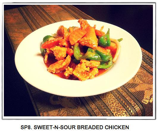 Served with steamed white rice on the side. SP4. Bangkok Chicken (Breaded Chicken)... 11.25 SP5.