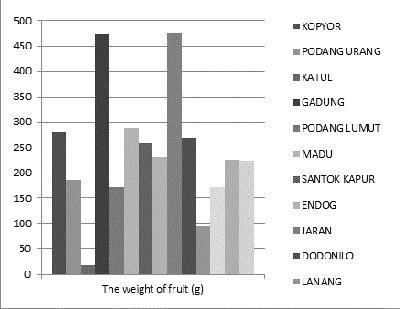 4 GENETIKA, Vol. 48, No.1, 1-8, 2016 Figure 1. The length, diameter, and thickness of the fourteen pieces of mango cultivars in the village of Tiron, Kediri Figure 2.