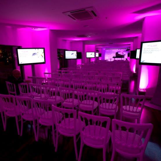 balcony Access to OXO2 s WiFi connection AV INCLUDES; Two plasma screens, small stage, lectern, PA system with roving microphone and technician CATERING INCLUDES; Tea, coffee and pastries on arrival