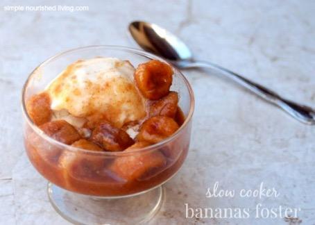 Bananas Foster 3 ripe firm bananas peeled and cut into 1-inch chunks 2- to 3-1/2-quart 10 mins 1 hr, 30 mins 1 hr, 40 mins 4 ¼ cup packed light brown sugar ½ teaspoon ground cinnamon ¼ cup apricot