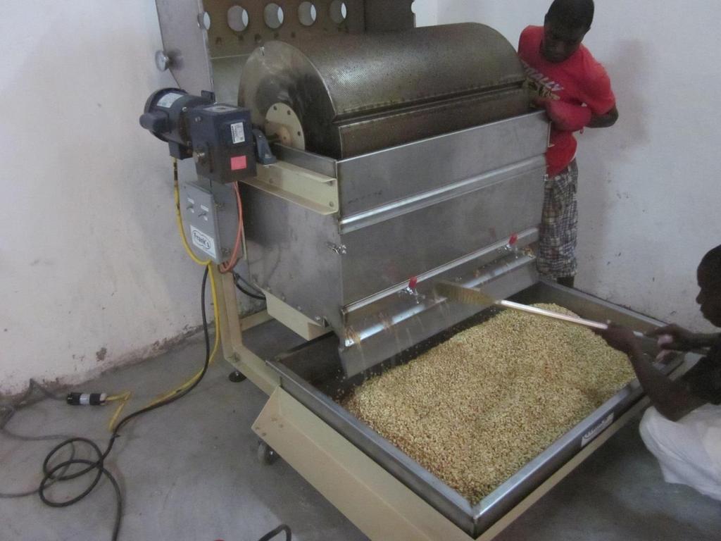 Finishing Roaster Frank s Designs for Peanuts, LLC Finish roaster being used at the Project Peanut Butter facility in Sierra Leone, Africa This finish roaster is for the final roasting process before