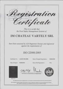 International Certification Château Vartely