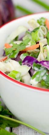Lime Cilantro Coleslaw (Serves 4) 1 head savoy cabbage 4 scallions 1 2 bunch fresh cilantro, chopped 1 cup Vegenaise 1 1 2 T honey 6 T lime juice sea salt and pepper Shave the cabbage into thin