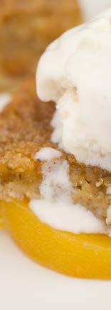 Peach Cobbler (Serves 5-6) 3 cups peaches, peeled and chopped 2 cups almond flour 1 4 cups coconut flour 1 2 tsp baking soda 3 4 cup honey 1 2 cup grass-fed butter, softened 2-3 drops almond extract