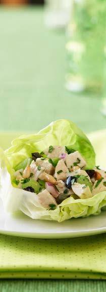 Chicken Salad Lettuce Wrap (Serves 3-4) 4 cups leftover, cooked chicken 3 cups diced celery 1 cup sliced red grapes 2 tsp lemon juice 2 3 cup mayonnaise alternative