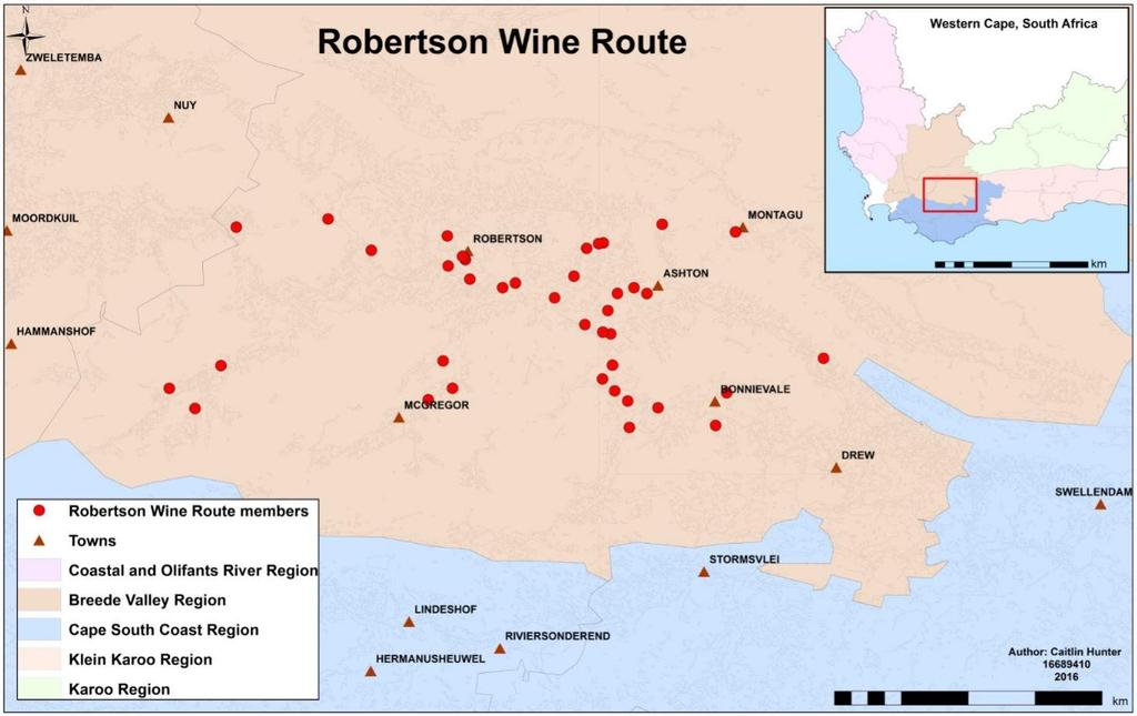117 Figure 4.39 Distribution of the member wineries on the Robertson Wine Route in the Breede Valley Region Figure 4.