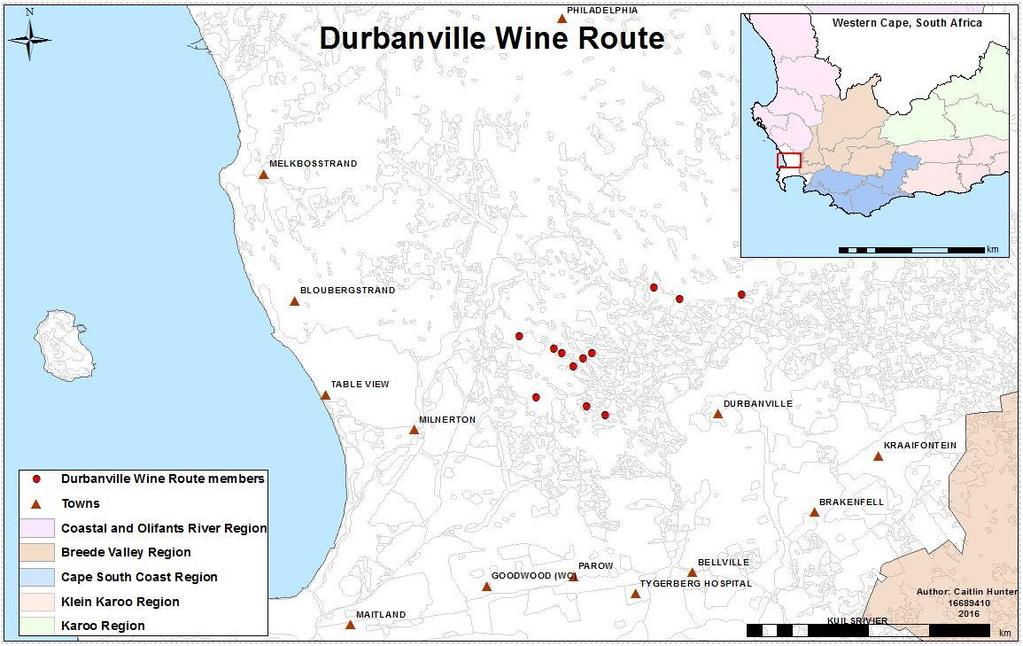 174 Geographical factors for the production of quality wine grapes The Durbanville ward is characterised by a south-north-running range of hills known as Tygerberg (Aspect 2015).