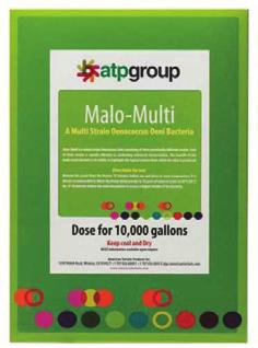 ATP: MALOLACTIC BACTERIA ATP MALOLACTIC FERMENTATION MALO-PLUS - culture for low temperatures, low SO2 and high alcohol, superior Malo-Plus is a single strain Oenococcus oeni specifically selected