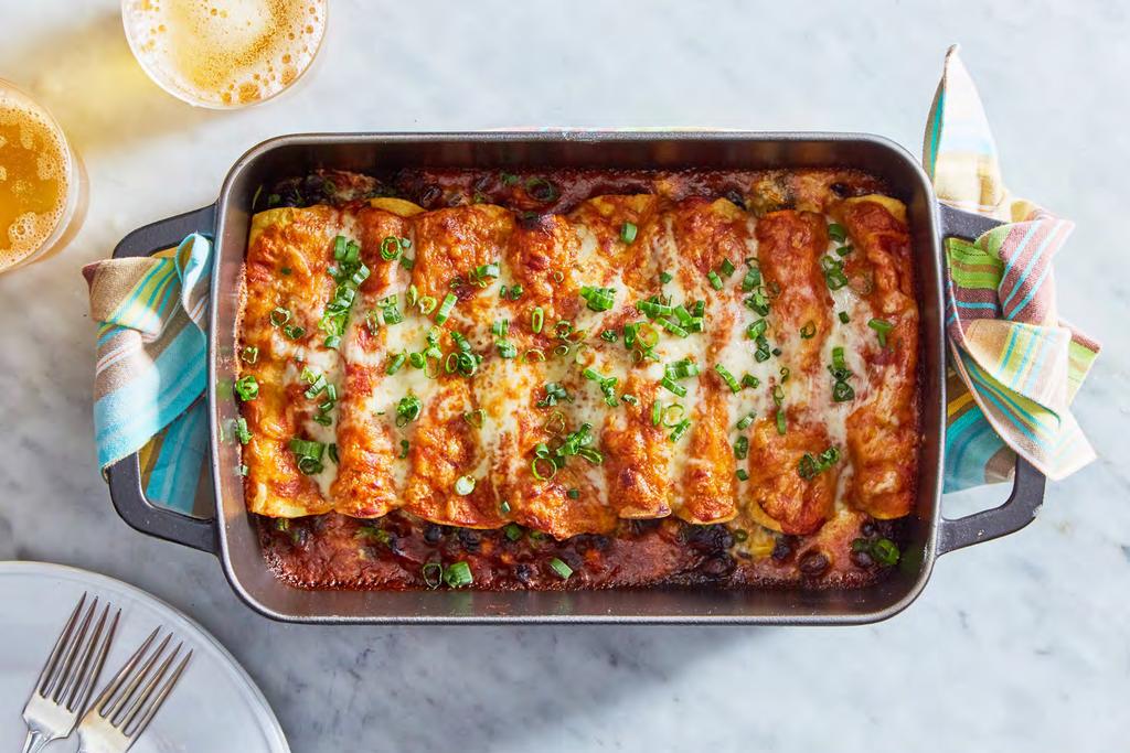 Vegetable Enchiladas with Black Beans, Corn, and Spinach 40 minutes 2 Servings Our vegetable enchiladas are true flavor powerhouses.