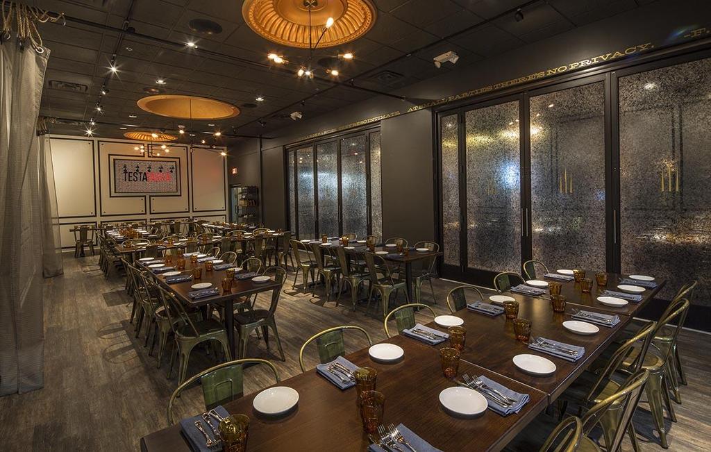 EVENT SPACES Testa Barra is an eclectic 5,600 square foot restaurant, featuring an