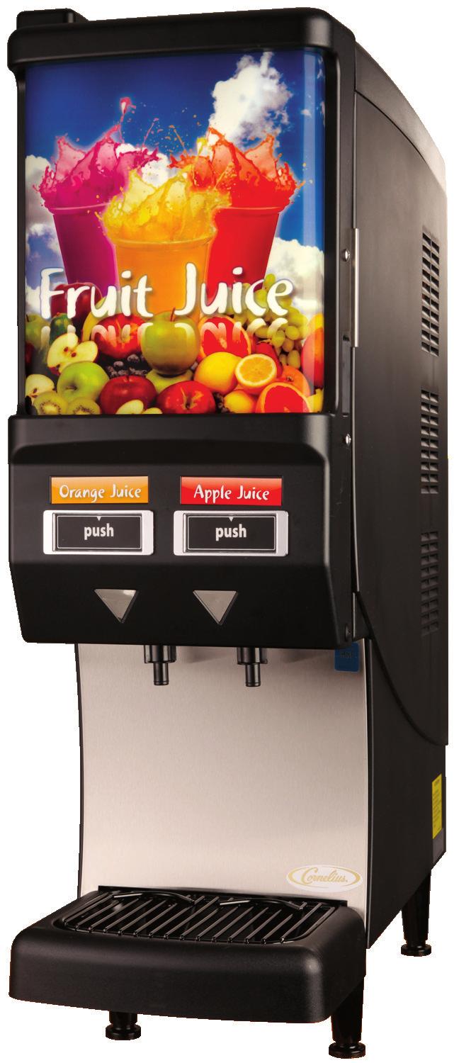 QUEST ELITE 2000 2-FLAVORPOST-MIX JUICE DISPENSER FEATURES Wide product/ratio capability Handles a wide range of post-mix products including juices with pulp, teas and cold coffees Frost-free