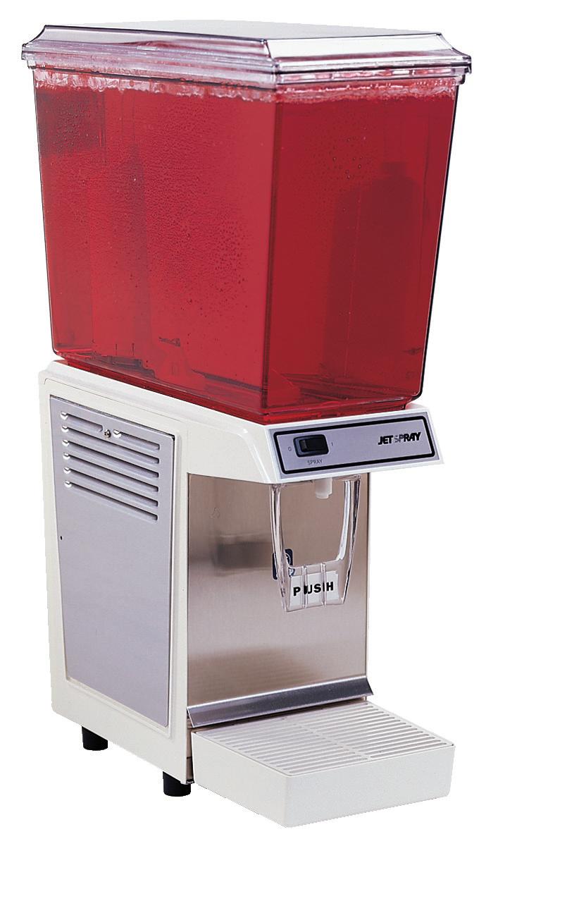 JETSPRAY TM MODEL JS7 SINGLE FLAVOR VISUAL DISPLAY DISPENSER FEATURES Boost sales - Visual display dispensing system promotes impulse sales Small footprint - The most compact 5-gallon