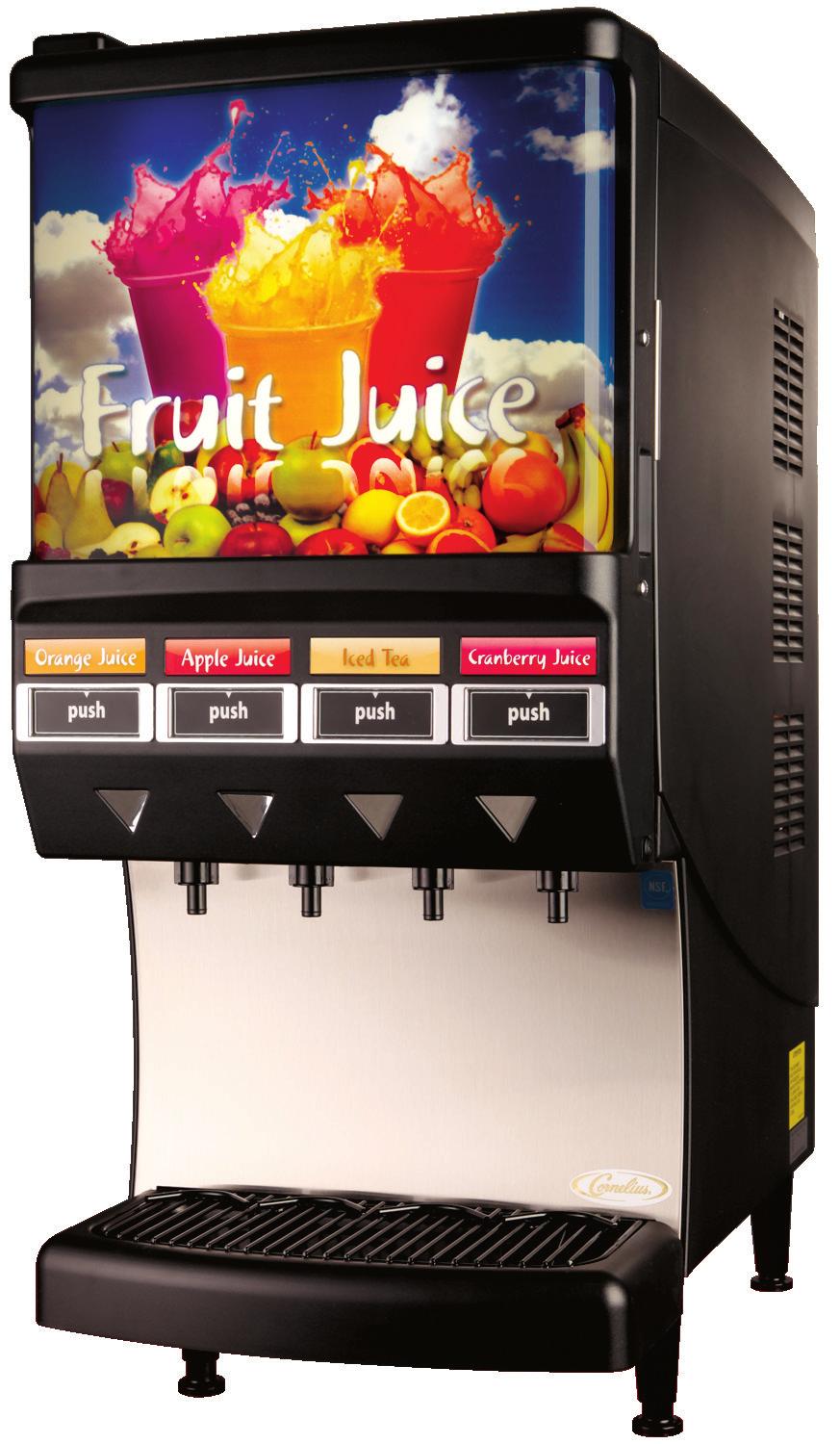 QUEST ELITE 4000 4-FLAVORPOST-MIX JUICE DISPENSER FEATURES Wide product/ratio capability Handles a wide range of post-mix products including juices with pulp, teas and cold coffees Frost-free