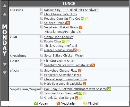 DAILY ONLINE MENU Click on any item for