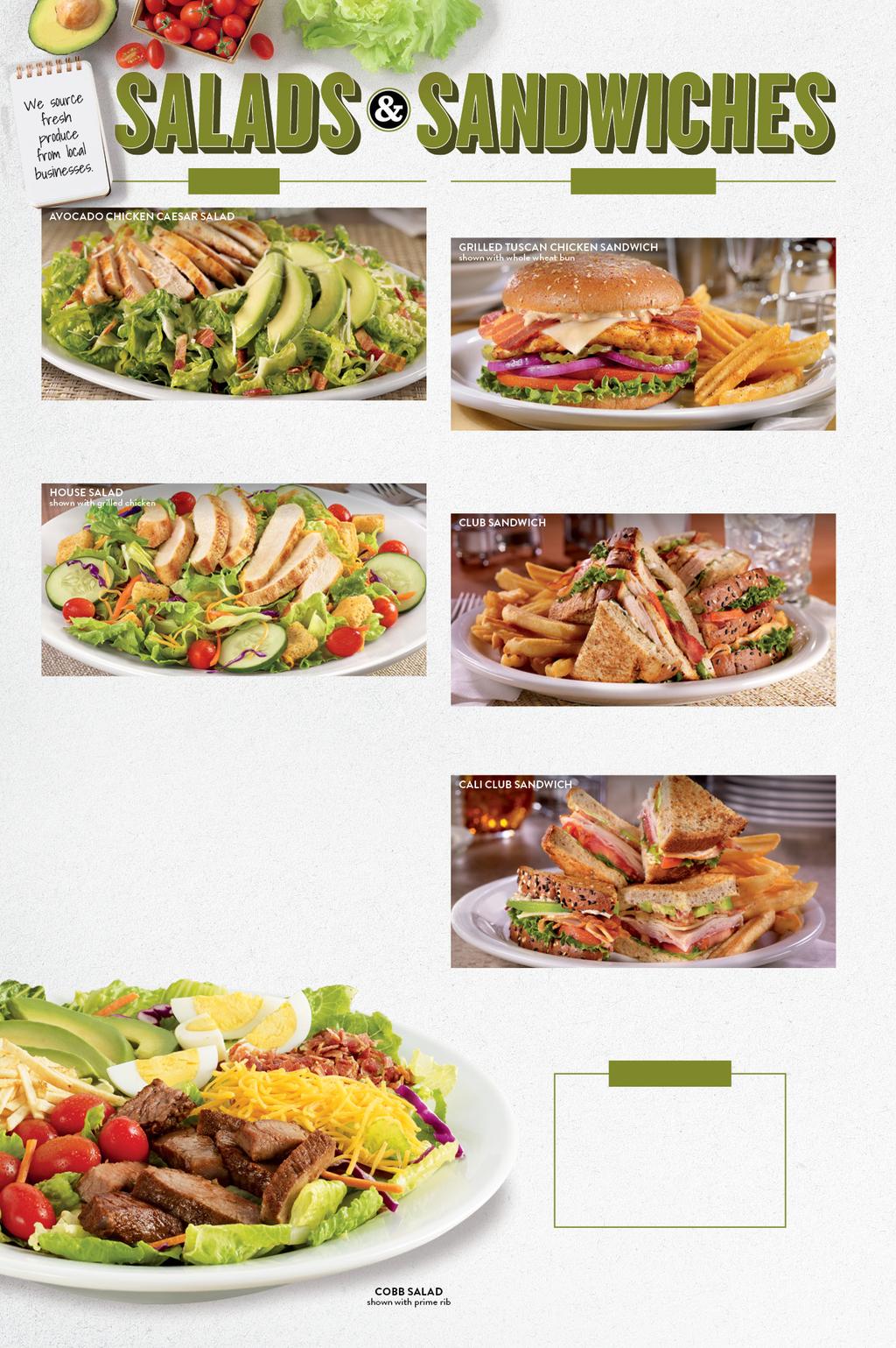 SALADS SANDWICHES Served with your choice of wavy-cut French fries, hash browns or seasonal fruit.