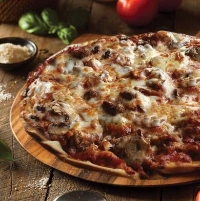seasoned fresh red sauce with plenty of Italian style sausage and mushrooms topped with fresh mozzarella