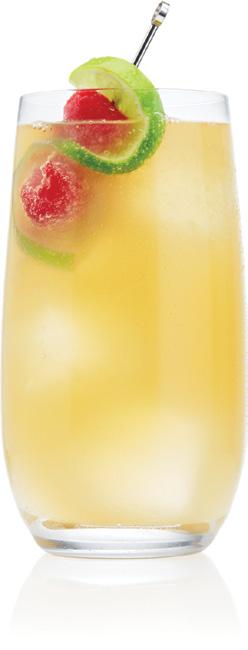 87 POM-ADE 2 parts Three Olives Pomegranate Vodka 4 parts lemonade Mix all ingredients in a glass filled with ice and stir. Garnish with lime wheels.