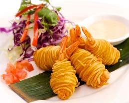 90 Deep fried prawn in potato wrapped served with Resto style sweet dipping sauce 105 Net Spring Rolls (5 pieces) $8.