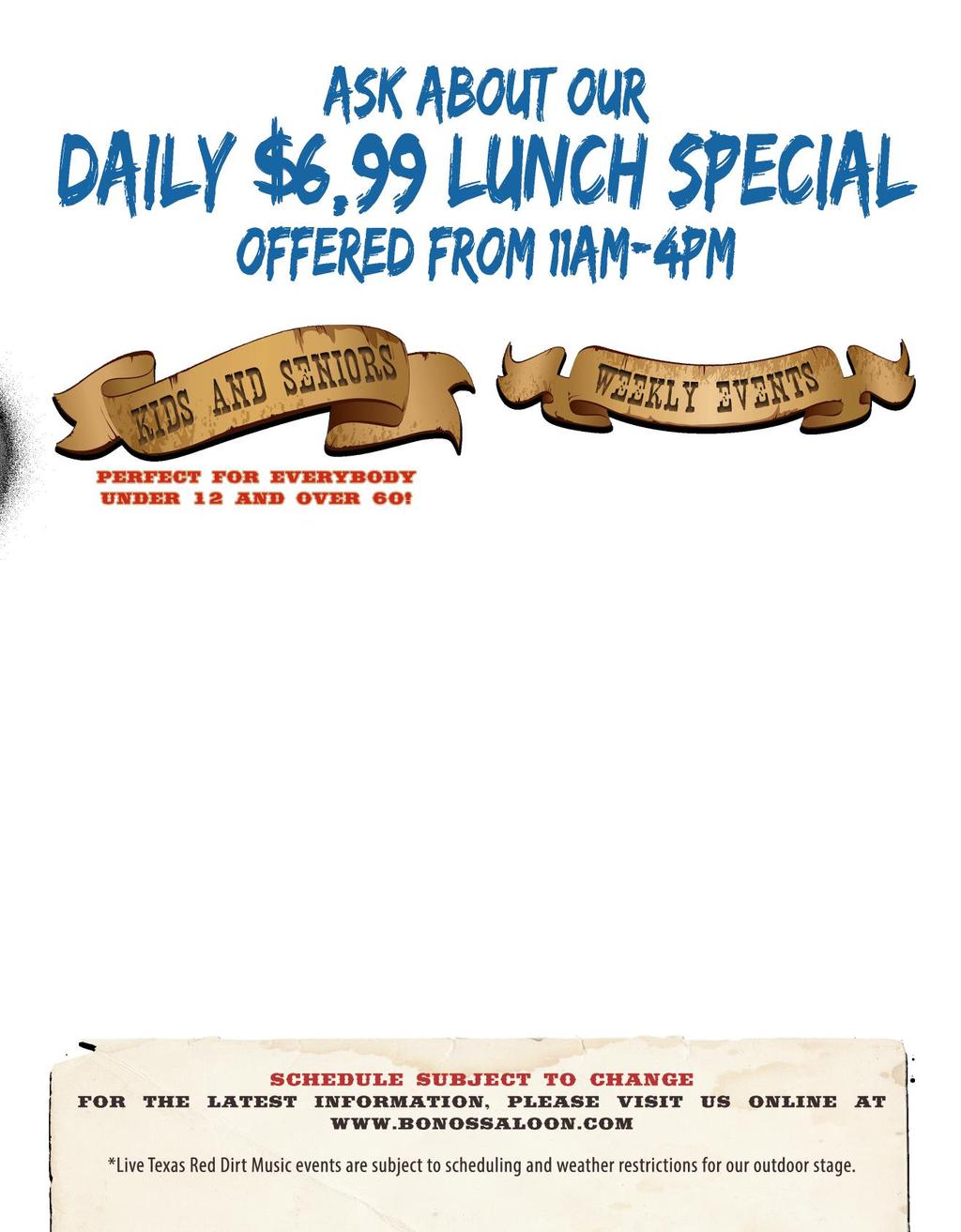 all meals served with hand cut french fries 4.99 everyday except sundays - when kids eat free! (Restrictions apply) Kid s Drink.99 GRILLED CHEESE HAMBURGER Add a slice of cheese for.50 extra.