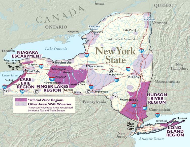 New York Finger Lakes 11 north-to-south parallel lakes sculpted by Ice Age glaciers 10,000 years ago.