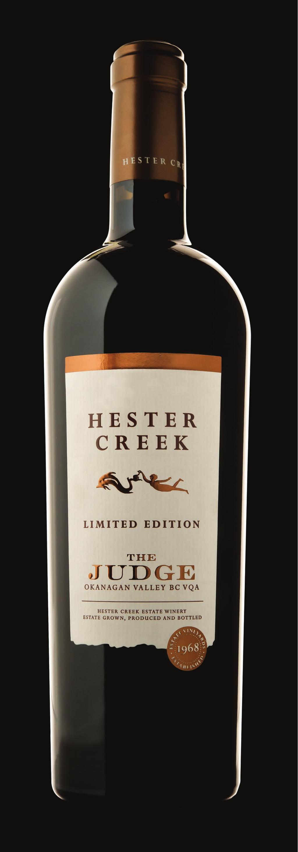 The Judge Vintage: 2011 Price 750ml: $45.00 (BC) Price 1.5 L: $125, in a wooden box (BC) Availability 750ml: Winery only, Bench Club Availability 1.5 L: Winery only CSPC 750ml: 133124 1.