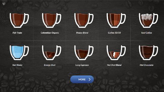 Intuitive User Interface In Colors That Match Your Brand Selection Screen Easily recognizable images for each beverage showing the recipes content.
