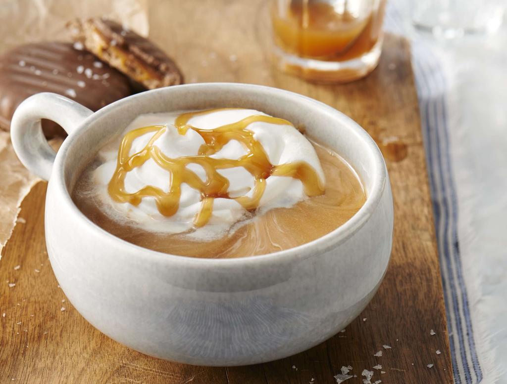 FEATURED RECIPE: Salted Caramel Cafe INGREDIENTS Folgers Classic Roast Coffee, brewed Smucker s Caramel Platescapers Creamer Whipped cream Coarse sea salt DIRECTIONS 1.