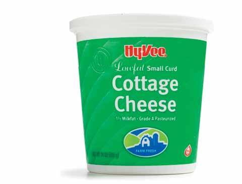 12 1.99 Hy-Vee cottage cheese 1% or 4% small curd or 4% large curd 24 oz.
