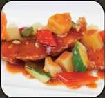 Spicy Eggplant Stir-fried eggplant, red-green pepper, onion and basil with your choice of; No Meat Tofu or Chicken or Pork Crispy Pork