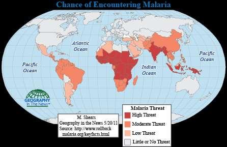 Malaria causes a severe fever, vomiting, and headaches. Can lead to coma, seizures, and death.