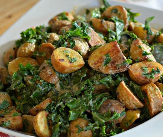 MARCH 3 RECIPE Warm Kale Potato Salad Yield: 4 servings 1 tablespoon vegetable
