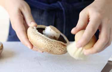 Lightly clean mushrooms with a brush or damp cloth.
