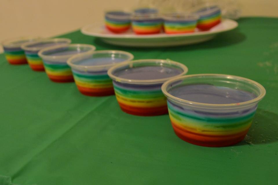 Rainbow Jell-O Shots Let individual layers set