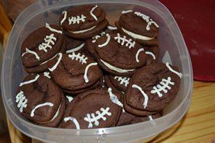 Superbowl Football Cookies Shape chocolate cookies into a