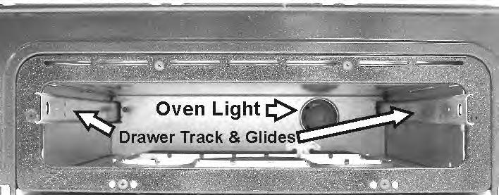 Replace the lower oven light with a 40 Watt appliance light bulb -Fig. 5. Fig. 1 Replacing lower oven 1. Pull both drawer glides and fully extend outward from lower oven cavity. 2.