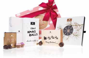 cupcakes, eight Christmas baubles with fillings and a box comprising five drinking chocolates on a