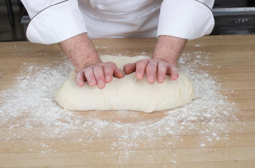 Turn out the dough. 2. Push the dough. 3.