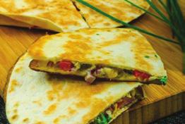 Chicken Quesadillas makes 8 slices 200g of chicken, shredded 2 flour tortillas (15cm each) ¼ cup of tasty cheese, shredded 1 tablespoon of chopped, pitted olives 2 tablespoons of salsa 1 tablespoon