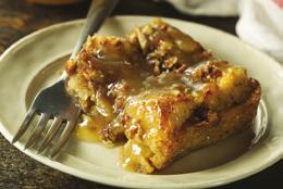 Bread and Butter Pudding 5 slices of white bread (dried bread) 50g of sultanas 50g of raisins 6 eggs 1 cup of cream ¼ cup of sugar ½ teaspoon of cinnamon 1.
