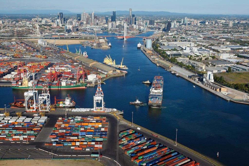 The Port of Melbourne handles about the same amount of trade as Oakland in the United States and Osaka in Japan.