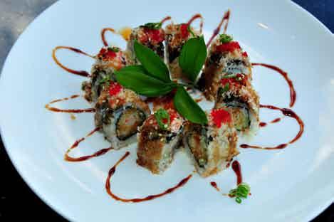 Sushi Roll Cooked Boston Roll...$18.99 boiled lobster & asparagus w/ crunch, green & red caviar, spicy mayo & eel sauce Shaggy Dog...$12.