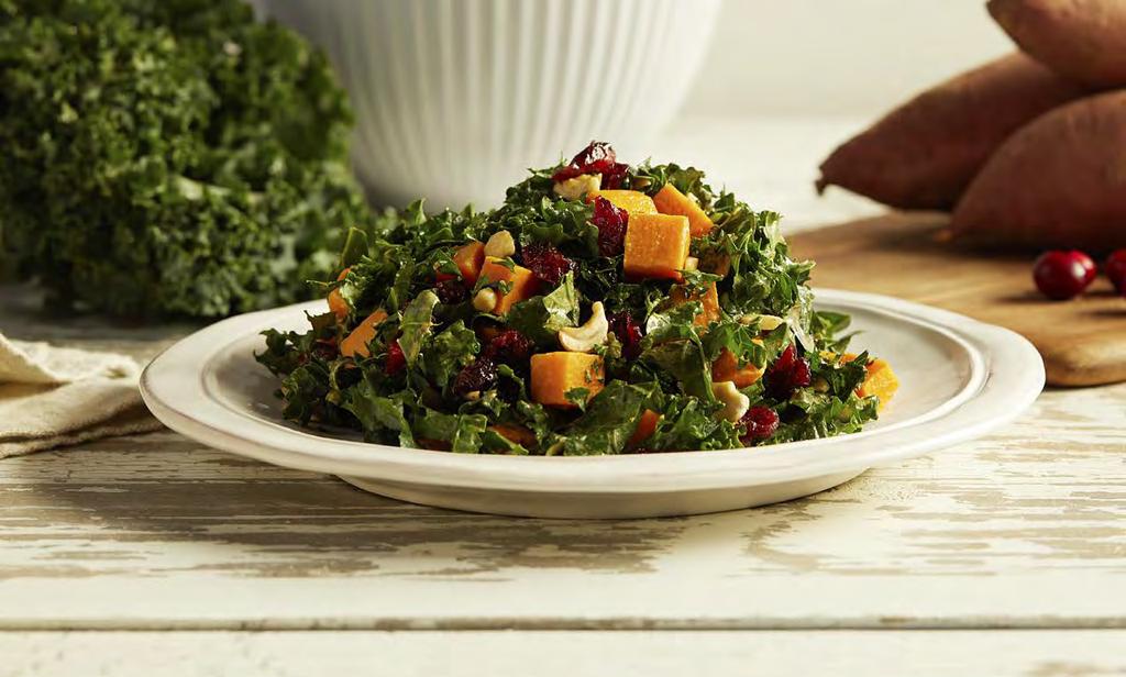 Kale and Sweet Potato Salad with Dried Cranberries MAKES 6 cups READY IN 30 minutes This simple kale salad recipe delivers big on flavor.