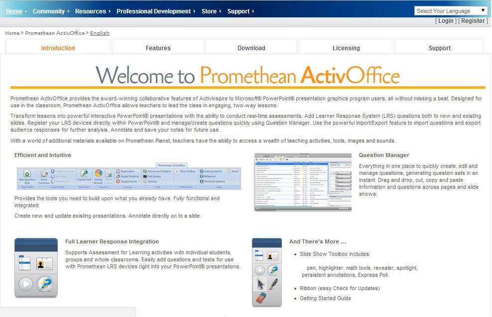 5. Promethean ActivOffice Lưu ý : Promethean ActivOffice chỉ hỗ trợ bộ Microsoft Office 2010 bản 32 bit.